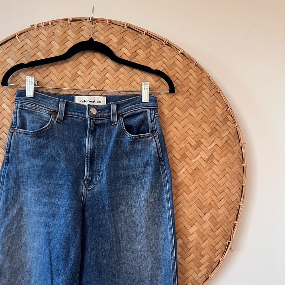 REFORMATION CROPPED LISA WIDE-LEG IN WASH BASIN COASTAL COWGIRL CLASSIC BOHO EUC - Picture 6 of 12